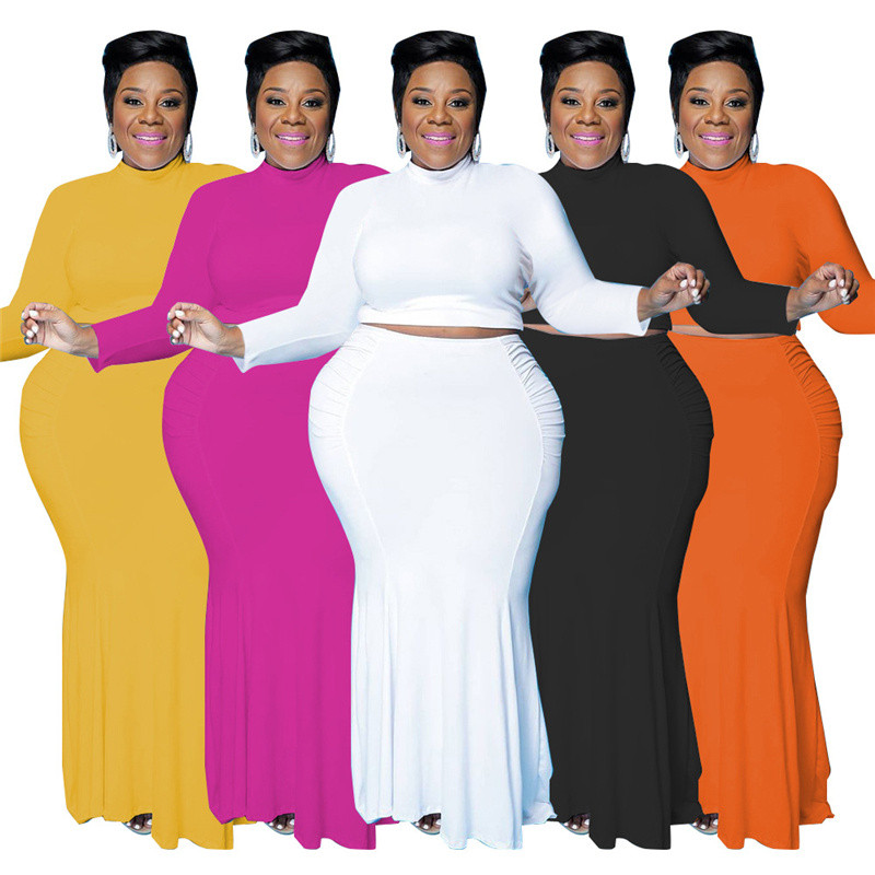 Γυναικεία ρούχα σε μεγάλο μέγεθος δύο τεμαχίων Streetwear μακρυμάνικο μπλουζάκι και σετ φορέματος Γυναικεία σέξι φθινοπωρινά ρούχα Dropshipping χονδρική