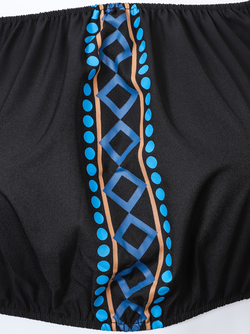 Finjani Liela izmēra divdaļīgs komplekts Sieviešu tērpi Vasaras sieviešu apģērbi Thnic Style melns tops un šorti ar bārkstīm apakšmalu komplekti