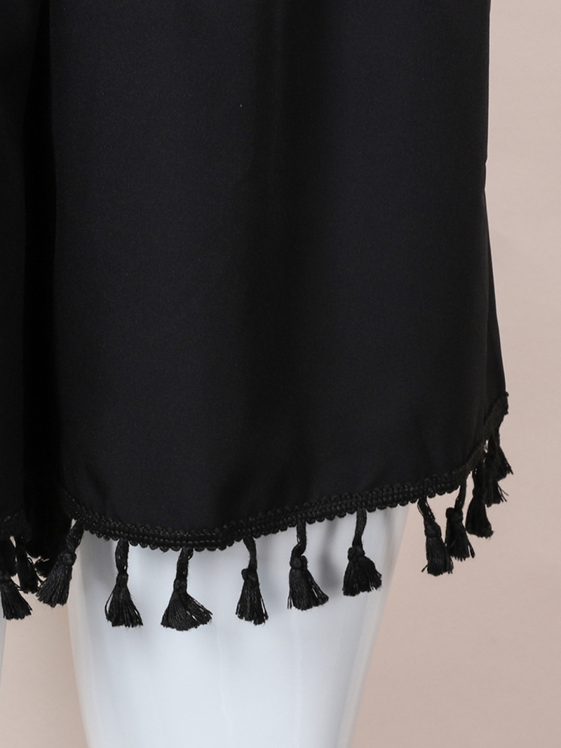 Finjani Liela izmēra divdaļīgs komplekts Sieviešu tērpi Vasaras sieviešu apģērbi Thnic Style melns tops un šorti ar bārkstīm apakšmalu komplekti