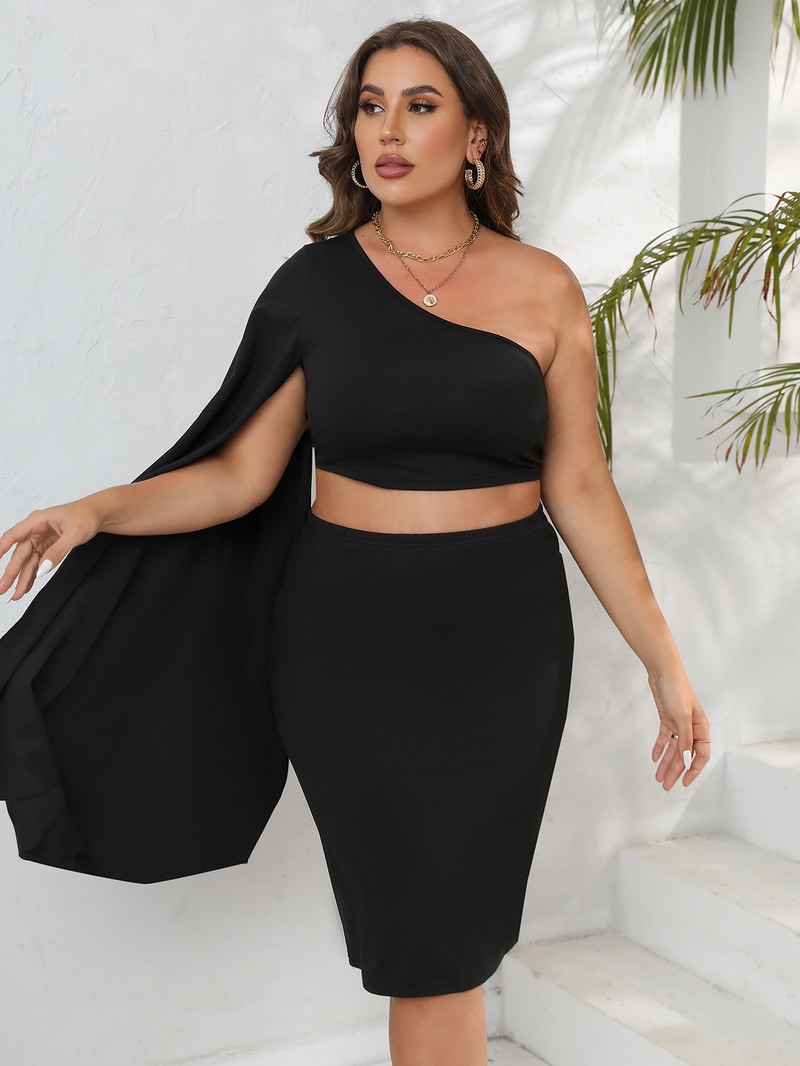 Finjani sieviešu komplekts, seksīgs, asimetrisks topi un svārki bez lencītēm, lielizmēra, elegants un elegants vasaras komplekts