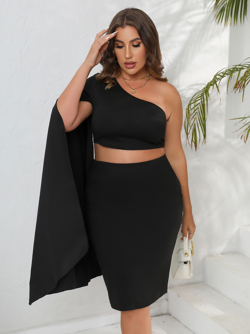 Finjani sieviešu komplekts, seksīgs, asimetrisks topi un svārki bez lencītēm, lielizmēra, elegants un elegants vasaras komplekts