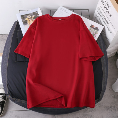 DAYIFUN T-krekls ar īsām piedurknēm Sieviešu korejiešu versija Lielizmēra Vasaras Jauni Kokvilnas Tkrekli Studentu brīvi Vienkrāsaini Meiteņu T-krekli Tops