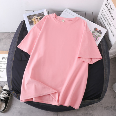 DAYIFUN T-krekls ar īsām piedurknēm Sieviešu korejiešu versija Lielizmēra Vasaras Jauni Kokvilnas Tkrekli Studentu brīvi Vienkrāsaini Meiteņu T-krekli Tops