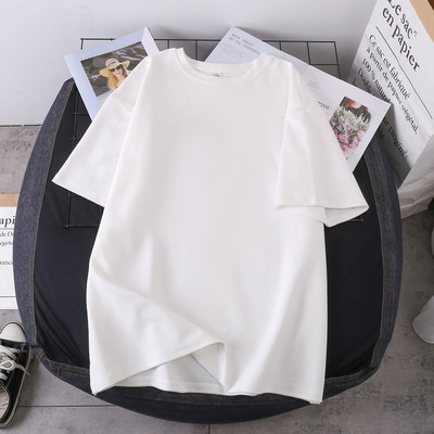 DAYIFUN T-krekls ar īsām piedurknēm Sieviešu korejiešu versija Lielizmēra Vasaras Jauni Kokvilnas Tkrekli Studentu brīvi Vienkrāsaini Meiteņu T-krekli Tops