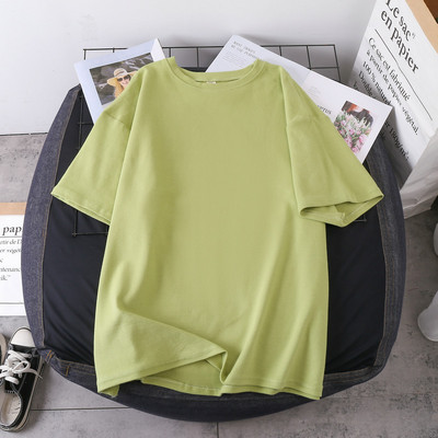 DAYIFUN T-krekls ar īsām piedurknēm Sieviešu korejiešu versija Lielizmēra Vasaras Jauni Kokvilnas Tkrekli Studentu brīvi Vienkrāsaini Meiteņu T-krekli Tops