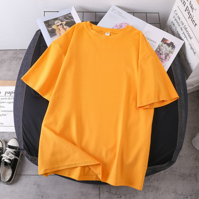 DAYIFUN T-krekls ar īsām piedurknēm Sieviešu korejiešu versija Lielizmēra Vasaras Jauni Kokvilnas Tkrekli Studentu brīvi Vienkrāsaini Meiteņu T-krekli Tops