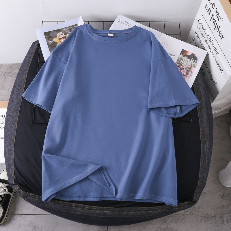 DAYIFUN T-krekls ar īsām piedurknēm Sieviešu korejiešu versija Lielizmēra Vasaras Jauni Kokvilnas Tkrekli Studentu brīvi Vienkrāsaini Meiteņu T-krekli Tops