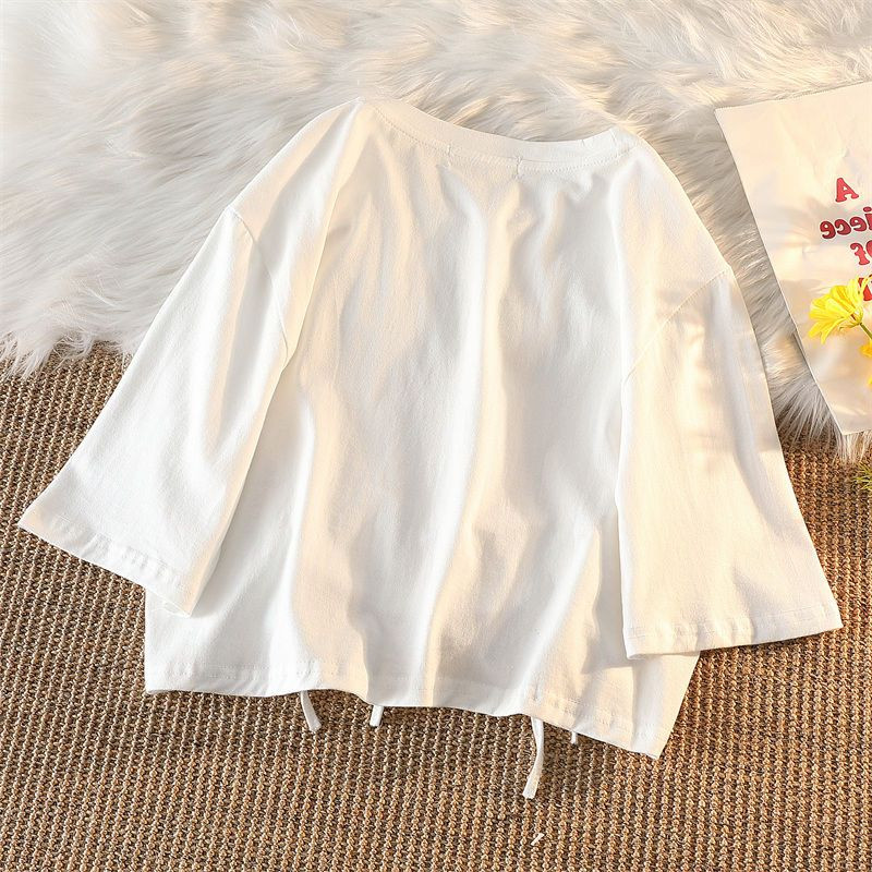 Μπλουζάκι DUOFAN με κοντό μανίκι Γυναικεία μπλουζάκια συν μεγέθους L-4XL με σχέδιο επίδεσμου καθαρού χρώματος Μπλουζάκι Leisure Κορεατικό στυλ Γυναικεία μπλουζάκια