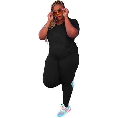 2022. gada vienkrāsains ikdienas treniņtērps Sieviešu tērpi ar īsām piedurknēm Lielizmēra sporta apģērba divdaļīgs komplekts, vairumtirdzniecība, piegāde