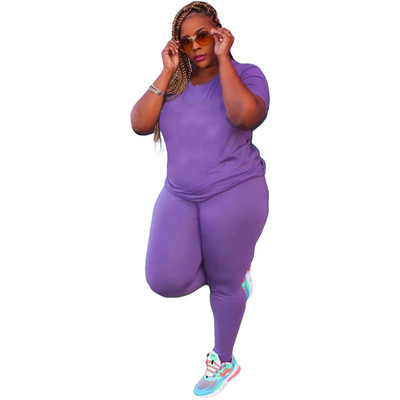 2022. gada vienkrāsains ikdienas treniņtērps Sieviešu tērpi ar īsām piedurknēm Lielizmēra sporta apģērba divdaļīgs komplekts, vairumtirdzniecība, piegāde