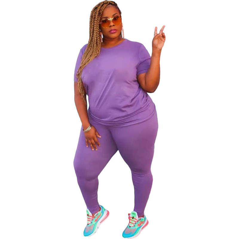 2022. gada vienkrāsains ikdienas treniņtērps Sieviešu tērpi ar īsām piedurknēm Lielizmēra sporta apģērba divdaļīgs komplekts, vairumtirdzniecība, piegāde