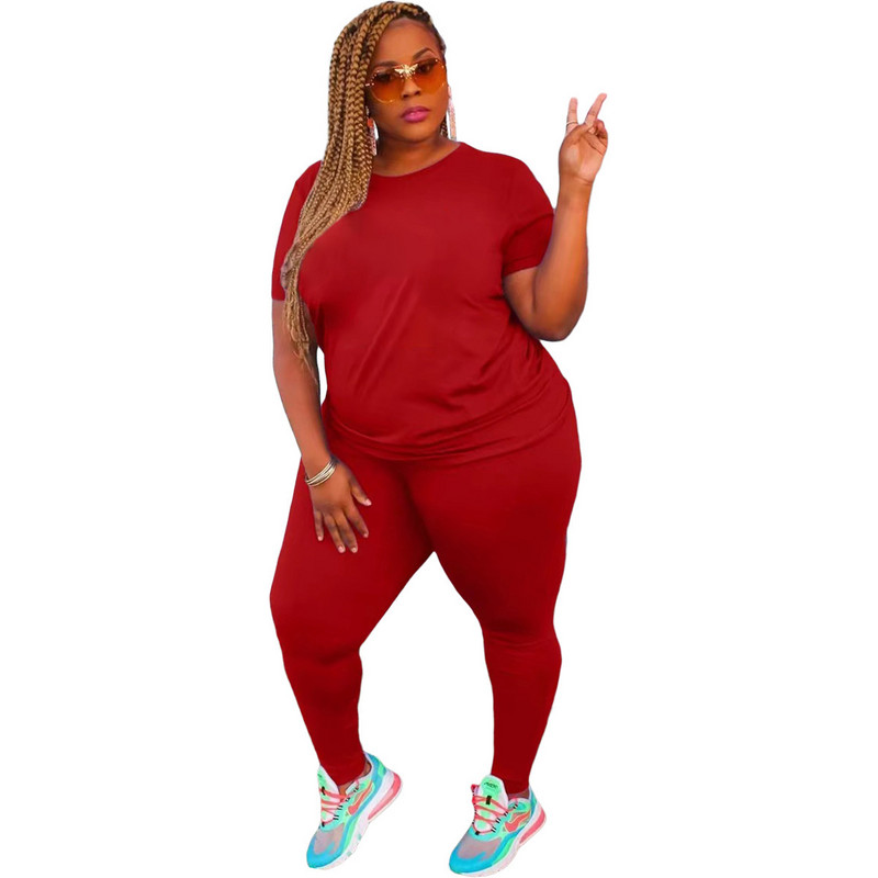 2022. gada vienkrāsains ikdienas treniņtērps Sieviešu tērpi ar īsām piedurknēm Lielizmēra sporta apģērba divdaļīgs komplekts, vairumtirdzniecība, piegāde