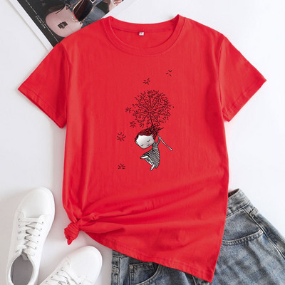 JFUNCY Sieviešu kokvilnas T-krekls Mode Kawaii Harajuku Graphic T krekli Vasaras īsām piedurknēm Sieviešu T-krekli Sieviešu Tkreklu Apģērbs