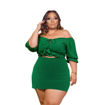 Wmstar Plus Size Σετ 2 τεμαχίων Γυναικείες μίνι φούστες Σετ Crop Top Νεανικό στυλ Κομψό ασορτί ασορτί Χονδρική Dropshipping