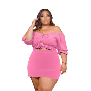 Wmstar Plus Size Σετ 2 τεμαχίων Γυναικείες μίνι φούστες Σετ Crop Top Νεανικό στυλ Κομψό ασορτί ασορτί Χονδρική Dropshipping