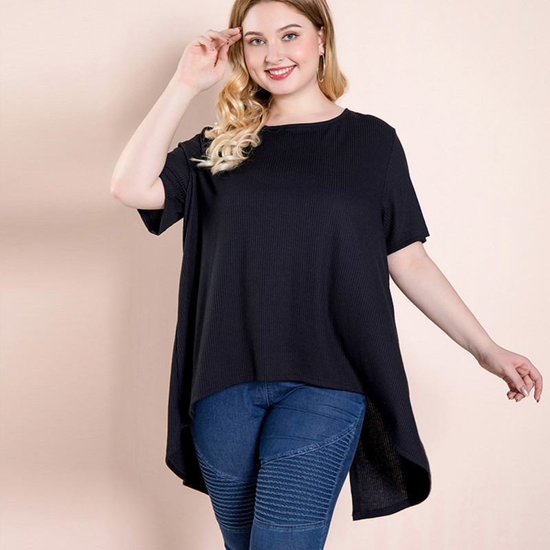 Liela izmēra birojs Sieviešu modes ar garām piedurknēm Ikdienišķas vienkrāsainas Topi Sieviešu Vasara blūzei Krekli Seksīgas pret kakla blūzes