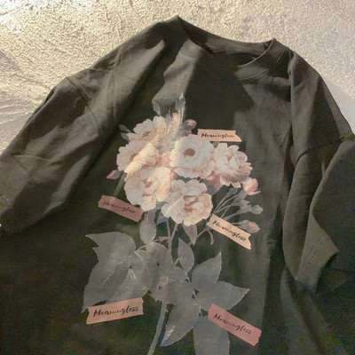 DAYIFUN Liela izmēra vintage T-krekls Sieviešu Ziedi Apdruka Kokvilnas Top T-krekli Brīvi Īsām piedurknēm Lielizmēra Balts Unisex T-krekls Vasaras