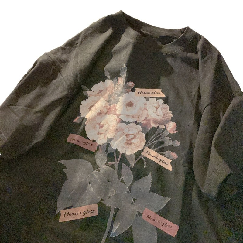 DAYIFUN Liela izmēra vintage T-krekls Sieviešu Ziedi Apdruka Kokvilnas Top T-krekli Brīvi Īsām piedurknēm Lielizmēra Balts Unisex T-krekls Vasaras