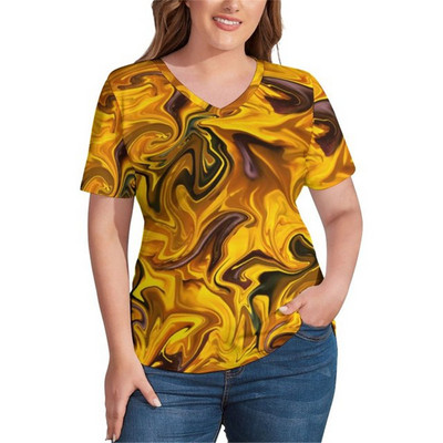 Saulespuķu apdrukas T-krekli Sunflower Field V kakla moderns T krekls ar īsām piedurknēm Sieviešu kreklu raksta T-krekli Liela izmēra 4XL 5XL