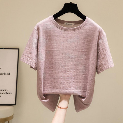 Īsas piedurknes vienkrāsains rozā liela izmēra pavasara rudens vasaras vintage apģērbi sievietēm lielizmēra T-krekli topi Blūzes 2021