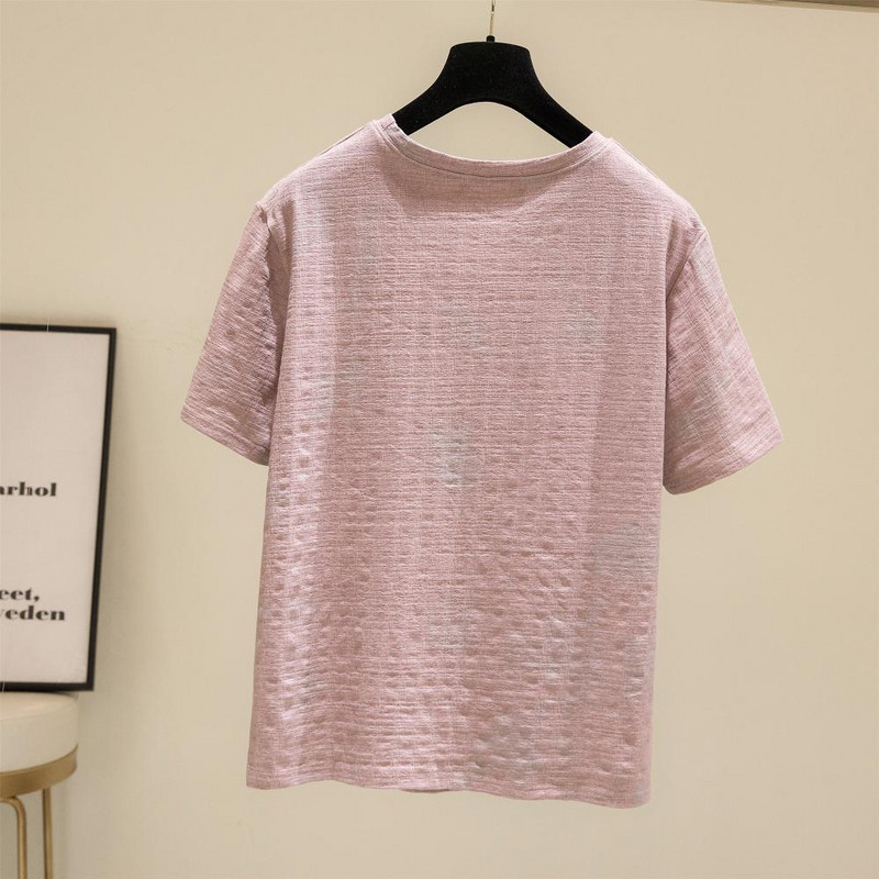 Īsas piedurknes vienkrāsains rozā liela izmēra pavasara rudens vasaras vintage apģērbi sievietēm lielizmēra T-krekli topi Blūzes 2021