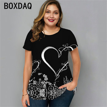 Vintage Floral Casual T-Shrit Plus Size Γυναικεία κοντομάνικη μπλούζα 2023 Νέα κομψή γυναικεία καλοκαιρινή μπλούζα με φαρδιά μπλούζα με λαιμόκοψη