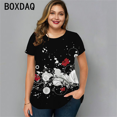 Vintage ziedu gadījuma T-Shrit liela izmēra sieviešu t-krekls ar īsām piedurknēm, 2023. gads, jauns, elegants, dāmu vasaras brīvs topus ar O veida kakla izgriezumu, modes blūze