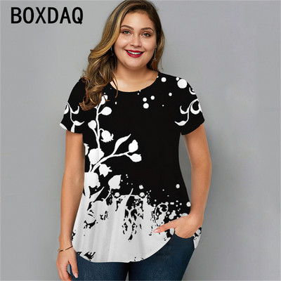 Vintage ziedu gadījuma T-Shrit liela izmēra sieviešu t-krekls ar īsām piedurknēm, 2023. gads, jauns, elegants, dāmu vasaras brīvs topus ar O veida kakla izgriezumu, modes blūze
