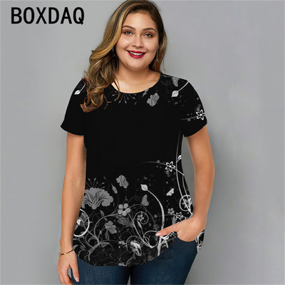 Vintage ziedu gadījuma T-Shrit liela izmēra sieviešu t-krekls ar īsām piedurknēm, 2023. gads, jauns, elegants, dāmu vasaras brīvs topus ar O veida kakla izgriezumu, modes blūze