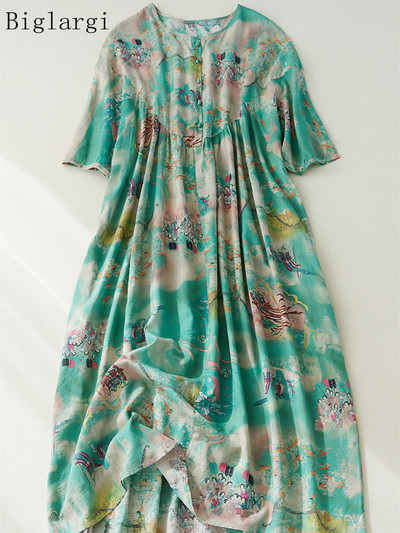 Liela izmēra vasaras ziedu kleita, sieviešu ikdienas, brīva kleita, kroku sieviešu kleita, 2023 Vestido Mujer