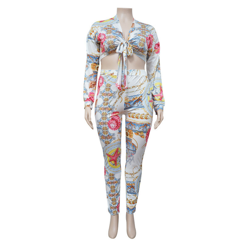 Ljeto 2021. Nova vruća rasprodaja, debeo MM modni ležerni dvodijelni komplet s printom za žene