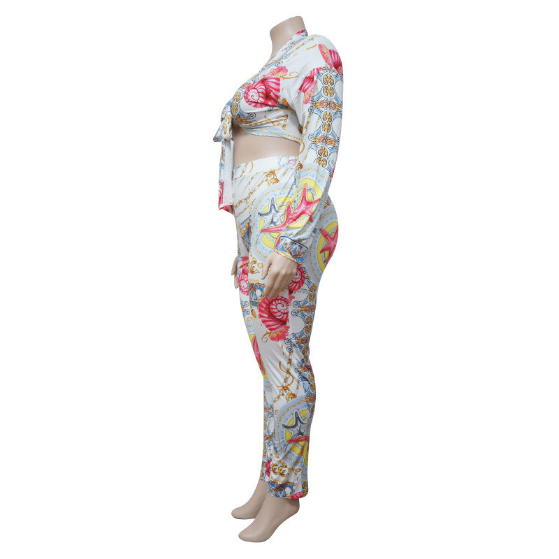 Ljeto 2021. Nova vruća rasprodaja, debeo MM modni ležerni dvodijelni komplet s printom za žene