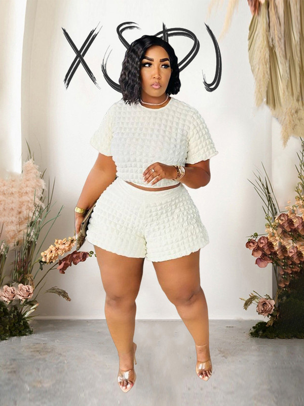 Divdaļīgie komplekti Sieviešu apģērbs Vasaras ikdienas šortu komplekti Curve Lielizmēra atbilstības komplekti Topi un šorti Vairumtirdzniecība Dropshipping