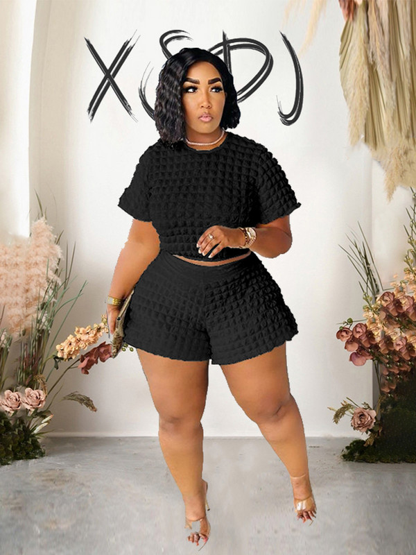 Divdaļīgie komplekti Sieviešu apģērbs Vasaras ikdienas šortu komplekti Curve Lielizmēra atbilstības komplekti Topi un šorti Vairumtirdzniecība Dropshipping