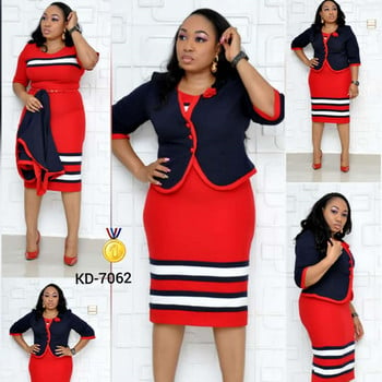 2021 Hot Sale African Turkey Style Plus Size ριγέ εμπριμέ τοπ και κοστούμι για γυναίκες