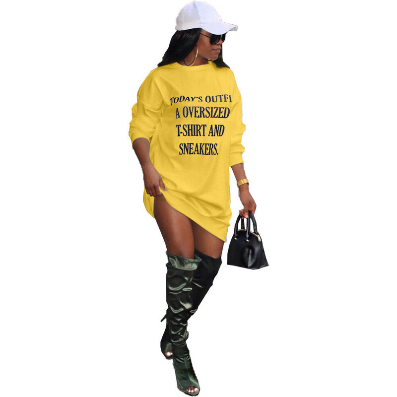 Női pulóver Nagy méretű ruhák Betűs hosszú ujjú miniruhák Téli ruhák Divat Utcai ruházat Nagykereskedés Csepp vásárlás