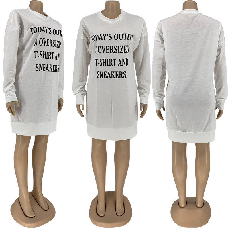 Női pulóver Nagy méretű ruhák Betűs hosszú ujjú miniruhák Téli ruhák Divat Utcai ruházat Nagykereskedés Csepp vásárlás