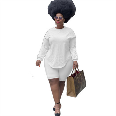 Liela izmēra sieviešu apģērbu divdaļīgs komplekts ikdienas šortu komplekti rudens tērpi garām piedurknēm atpūtas apģērbu komplekti vairumtirdzniecība dropshipping