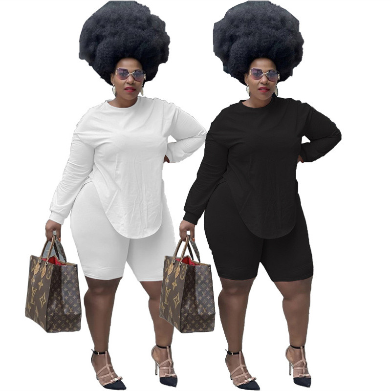 Liela izmēra sieviešu apģērbu divdaļīgs komplekts ikdienas šortu komplekti rudens tērpi garām piedurknēm atpūtas apģērbu komplekti vairumtirdzniecība dropshipping