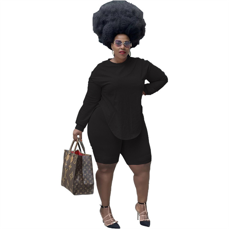 Liela izmēra sieviešu apģērbu divdaļīgs komplekts ikdienas šortu komplekti rudens tērpi garām piedurknēm atpūtas apģērbu komplekti vairumtirdzniecība dropshipping