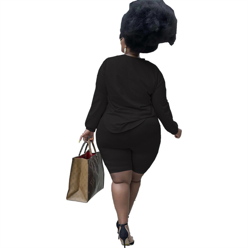 Liela izmēra sieviešu apģērbu divdaļīgs komplekts ikdienas šortu komplekti rudens tērpi garām piedurknēm atpūtas apģērbu komplekti vairumtirdzniecība dropshipping