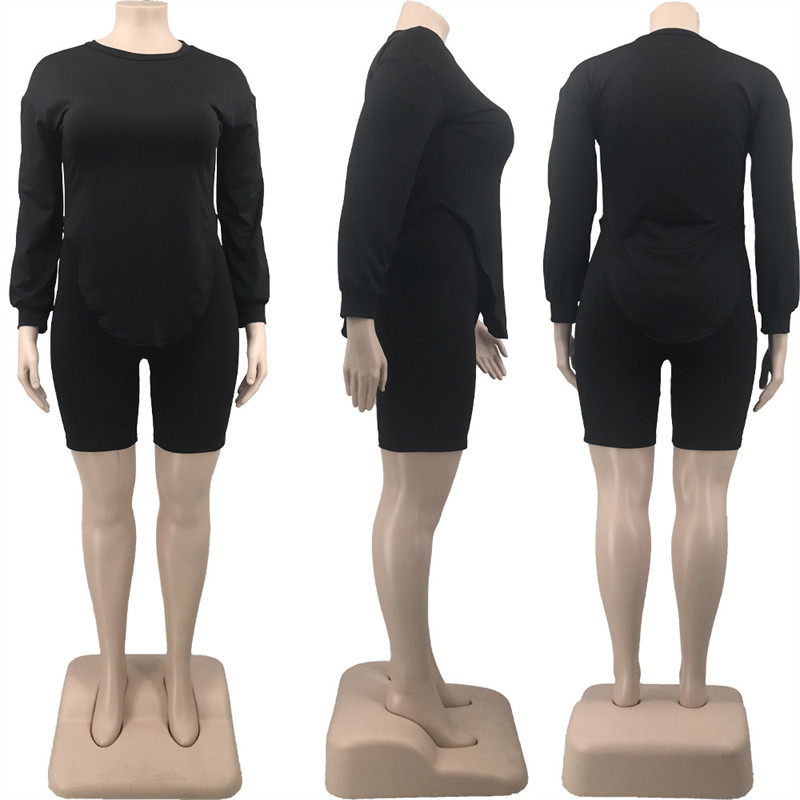 Liela izmēra sieviešu apģērbu divdaļīgs komplekts ikdienas šortu komplekti rudens tērpi garām piedurknēm atpūtas apģērbu komplekti vairumtirdzniecība dropshipping