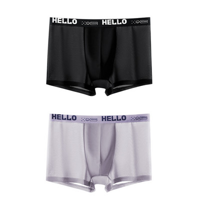 2 buc/lot boxeri din mătase de gheață pentru bărbați, la modă, de vară, lenjerie de corp pentru bărbați, pantaloni scurți, boxer, de marime, calzoncillo hombre