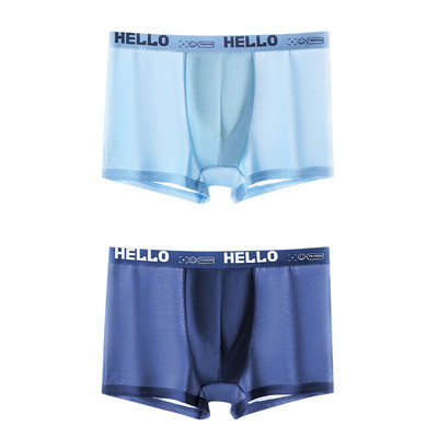 2 buc/lot boxeri din mătase de gheață pentru bărbați, la modă, de vară, lenjerie de corp pentru bărbați, pantaloni scurți, boxer, de marime, calzoncillo hombre
