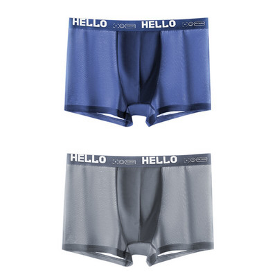 2 buc/lot boxeri din mătase de gheață pentru bărbați, la modă, de vară, lenjerie de corp pentru bărbați, pantaloni scurți, boxer, de marime, calzoncillo hombre
