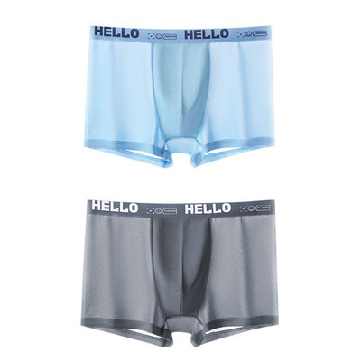 2 buc/lot boxeri din mătase de gheață pentru bărbați, la modă, de vară, lenjerie de corp pentru bărbați, pantaloni scurți, boxer, de marime, calzoncillo hombre