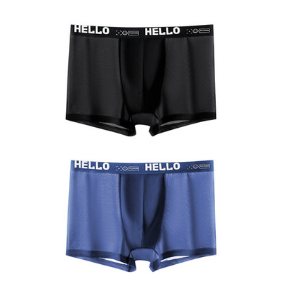 2 buc/lot boxeri din mătase de gheață pentru bărbați, la modă, de vară, lenjerie de corp pentru bărbați, pantaloni scurți, boxer, de marime, calzoncillo hombre