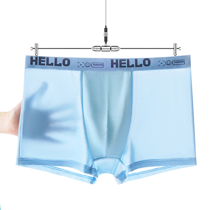 2 buc/lot boxeri din mătase de gheață pentru bărbați, la modă, de vară, lenjerie de corp pentru bărbați, pantaloni scurți, boxer, de marime, calzoncillo hombre