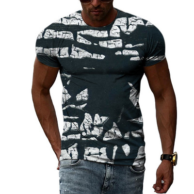 Nyári Férfi Divat Személyiség Graffiti pólók Hip Hop Trend Harajuku Alkalmi Stílus 3D Nyomtatás Rövid ujjú pólók Felsők