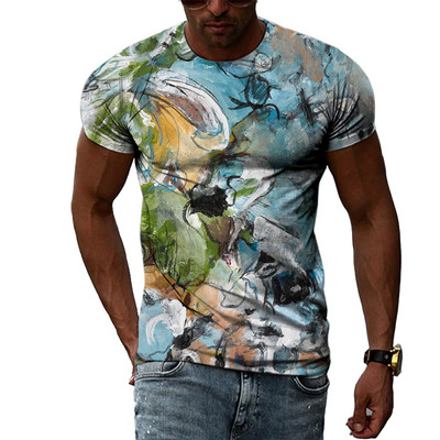 Nyári Férfi Divat Személyiség Graffiti pólók Hip Hop Trend Harajuku Alkalmi Stílus 3D Nyomtatás Rövid ujjú pólók Felsők